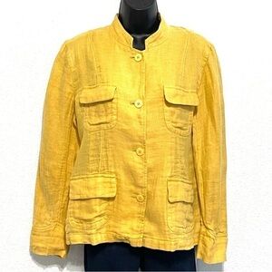 Eileen Fisher Woman Utility 100% Organic Linen Double Woven Jacket Size S/P